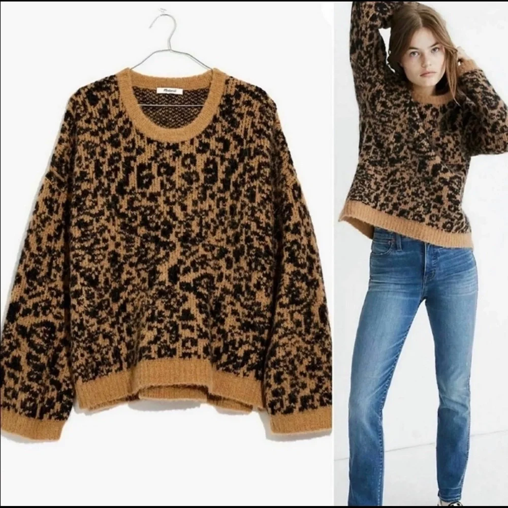 Madewell Pullover Alpaca & Wool Blend Animal Print Sweater NWT - Picture 2 of 16